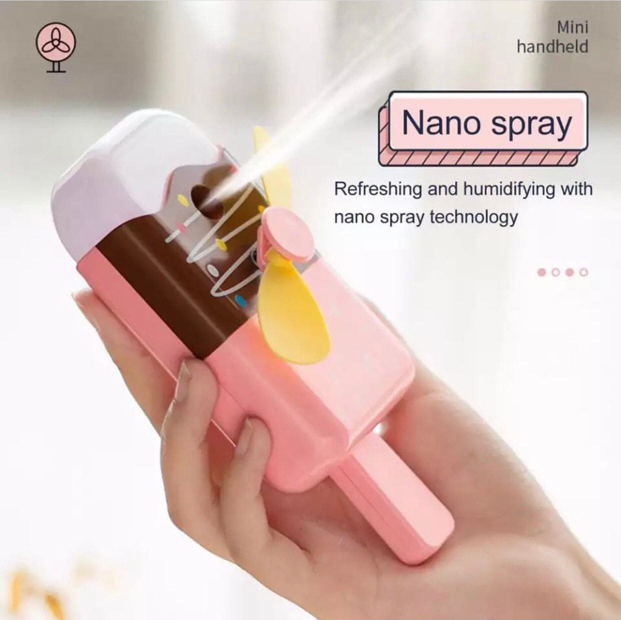 Mini Fashionable Misting Usb Rechargeable Fan, Ice Cream Shaped Spray Fan, Handheld Humidifier Cooling Fan For Cycling Camping Fishing Mini Fashionable Misting Usb Rechargeable Fan, Ice Cream Shaped Spray Fan, Handheld Humidifier Cooling Fan For Cycling Camping Fishing